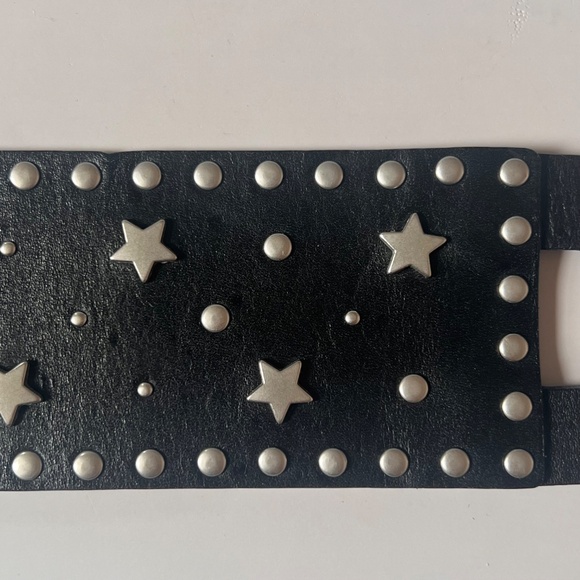 Top Shot Leather Star Studded Waist Belt Black Leather Silver Studs Grunge main image 7
